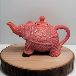 Calypso St Barth Target Home Collection ELEPHANT Teapot | Red Pink Coral